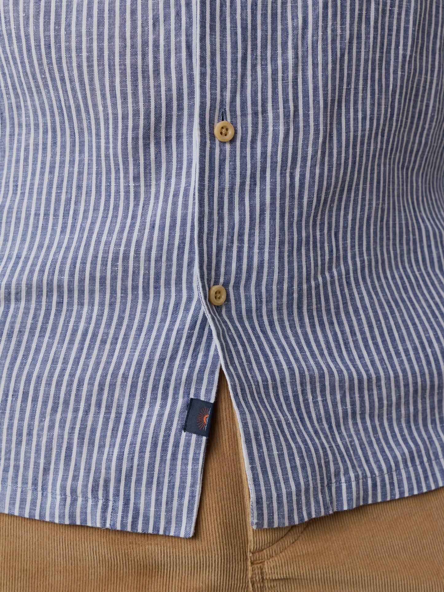 Short-Sleeve Laguna Linen Camp Shirt - Cloud Waters Stripe