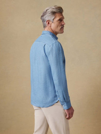 Indigo Laguna Linen Shirt - Brookshore Wash