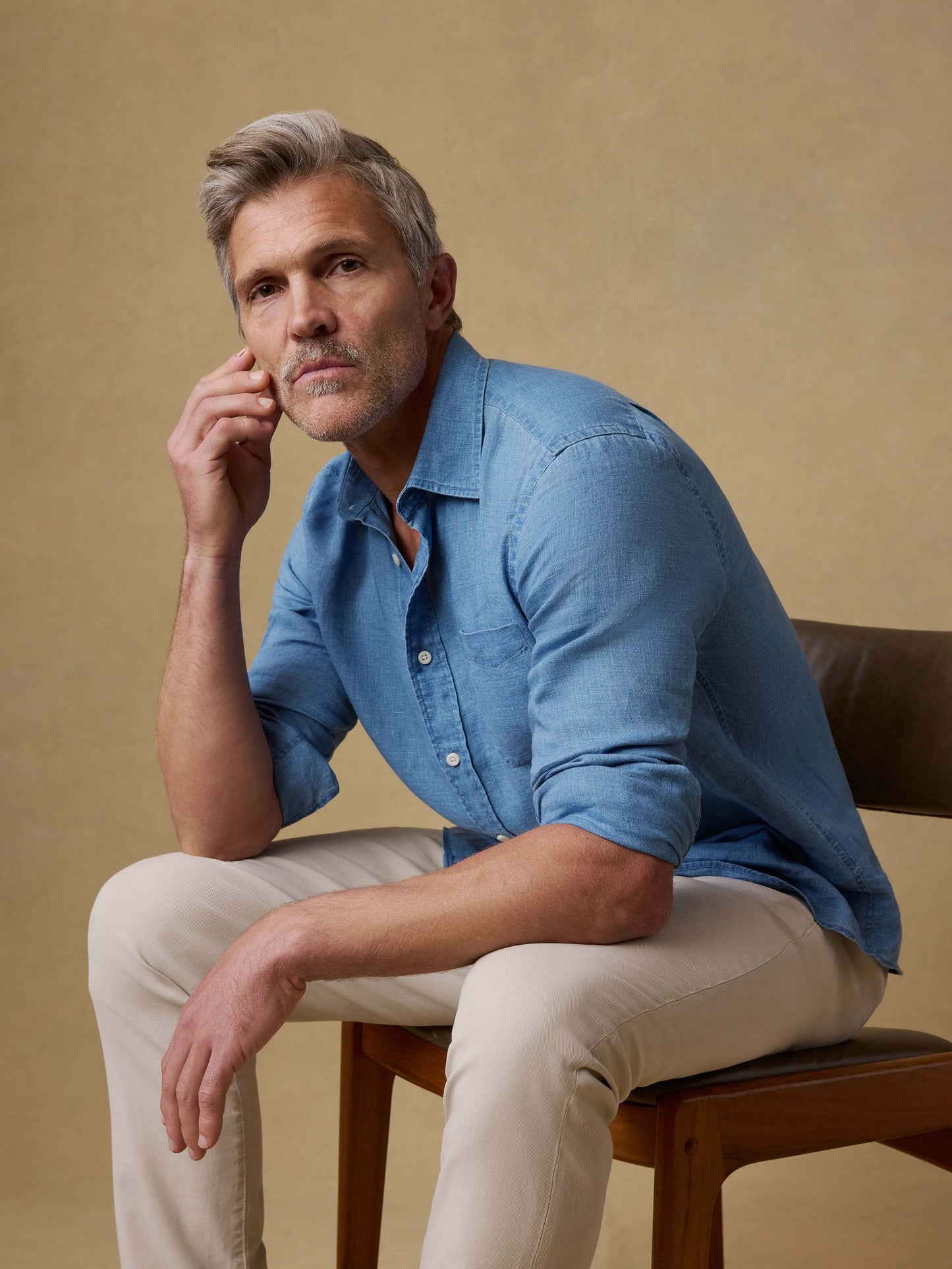 Indigo Laguna Linen Shirt - Brookshore Wash