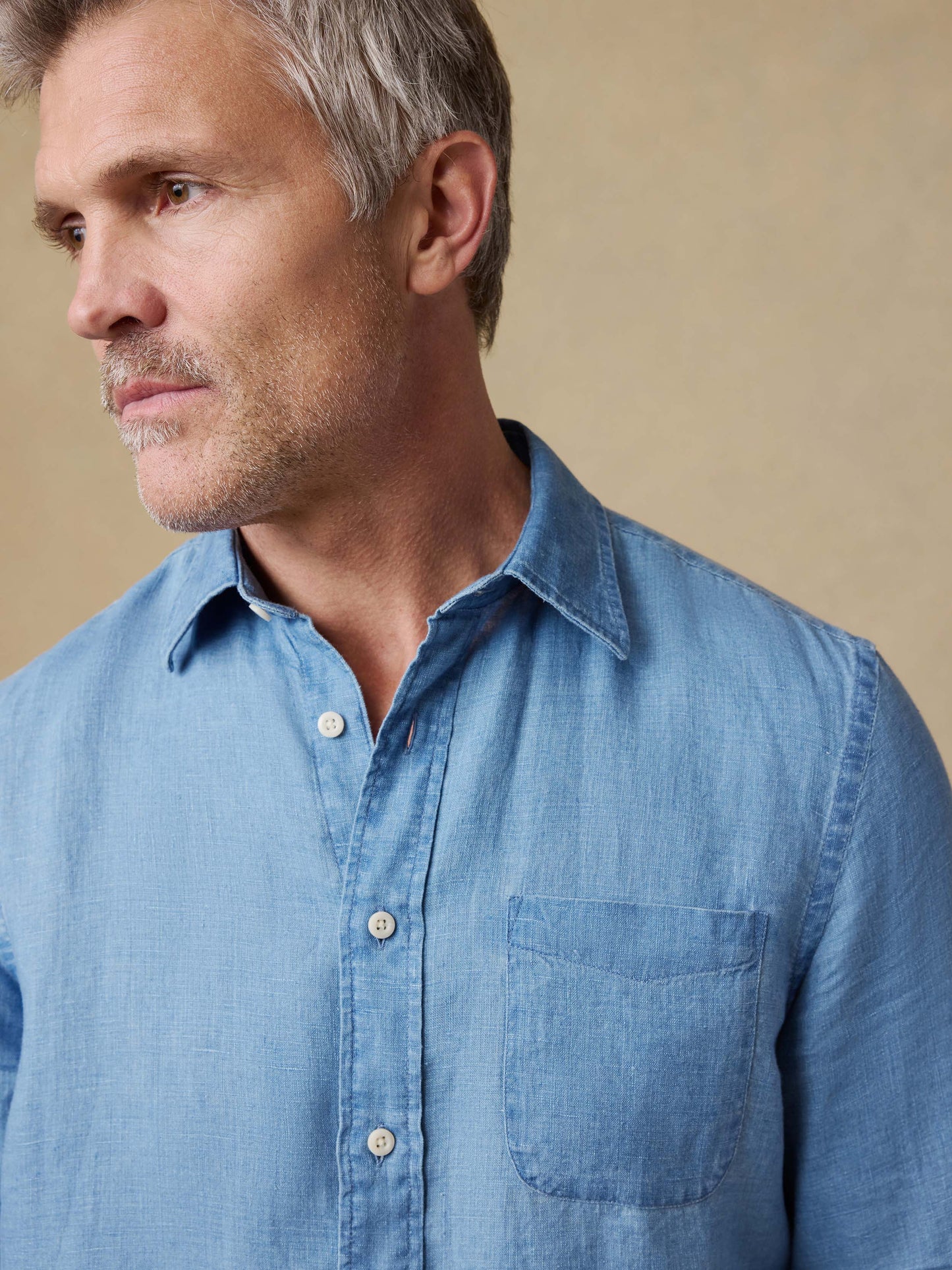 Indigo Laguna Linen Shirt - Brookshore Wash
