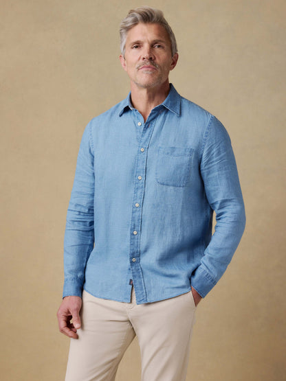 Indigo Laguna Linen Shirt - Brookshore Wash