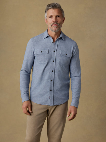 Legend™ Sweater Shirt - Dusty Blue Herringbone