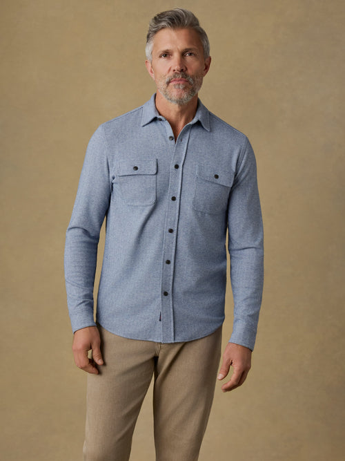 Legend™ Sweater Shirt - Dusty Blue Herringbone