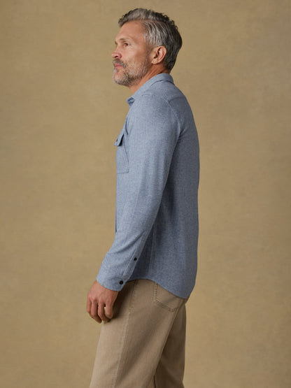 Legend™ Sweater Shirt - Dusty Blue Herringbone