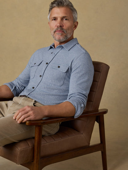Legend™ Sweater Shirt - Dusty Blue Herringbone