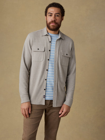 Legend™ Sweater Shirt - Khaki Cream Herringbone