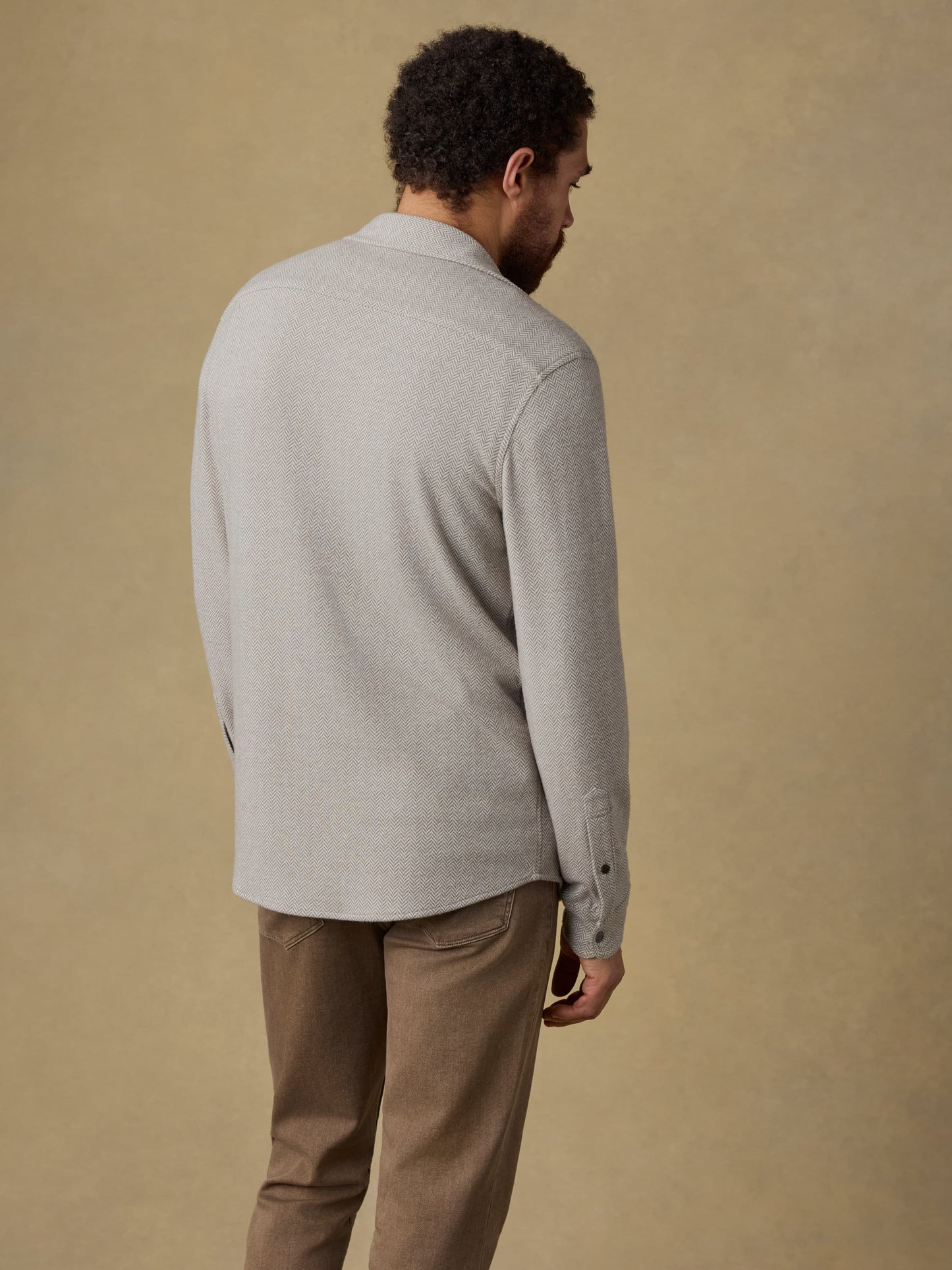 Legend™ Sweater Shirt - Khaki Cream Herringbone