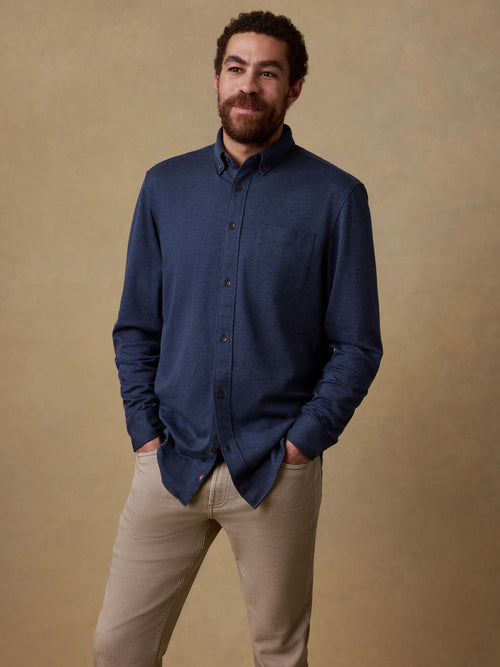 Coastline Knit Shirt - Ocean Heather Twill