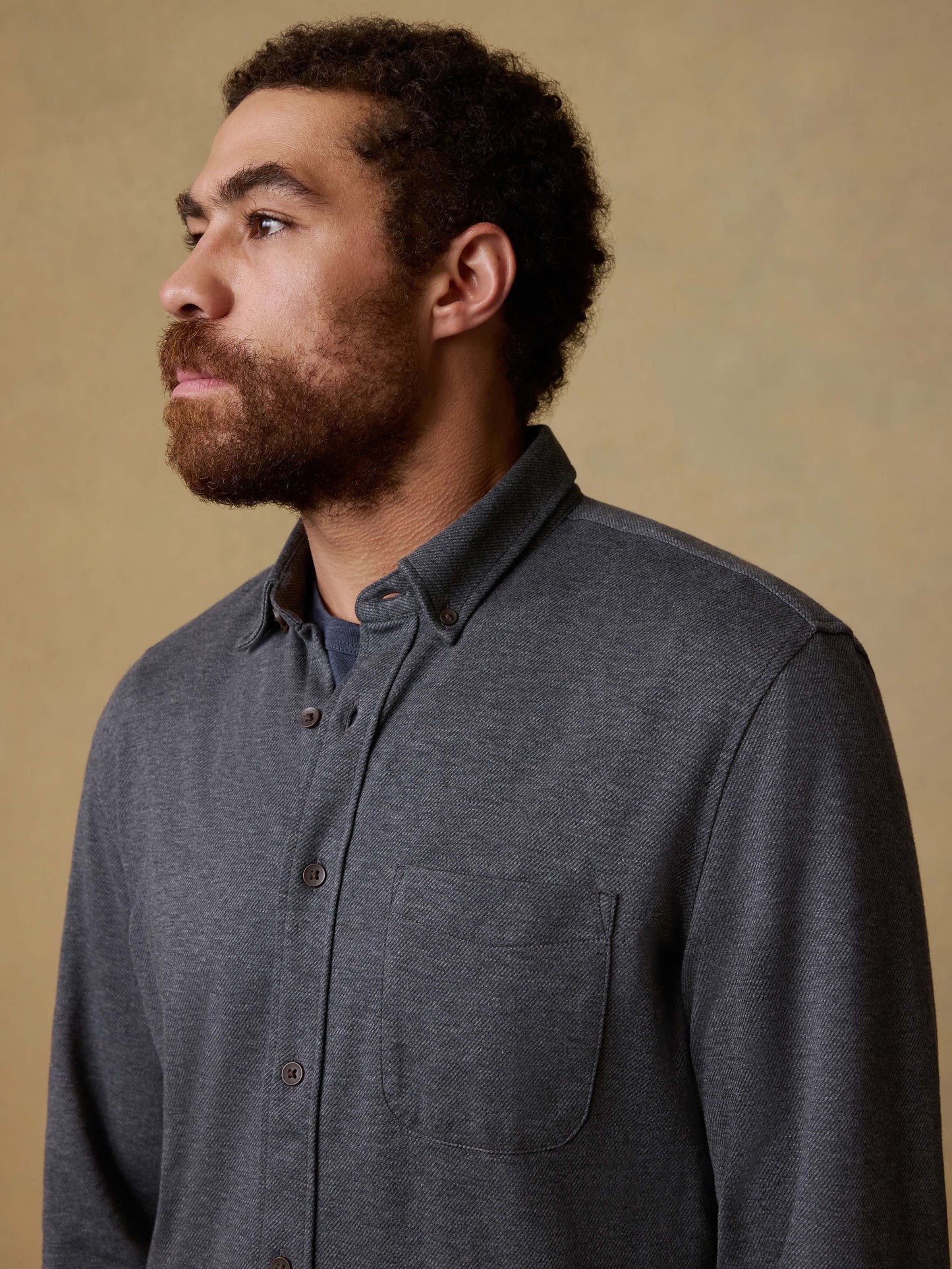 Coastline Knit Shirt - Charcoal Heather Twill