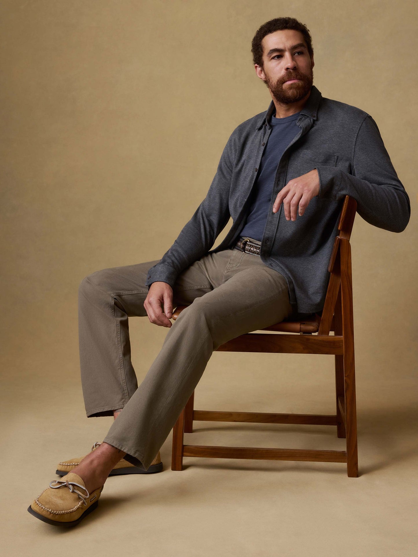 Coastline Knit Shirt - Charcoal Heather Twill