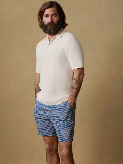 Short-Sleeve Sunwashed Sweater Polo - White Shell