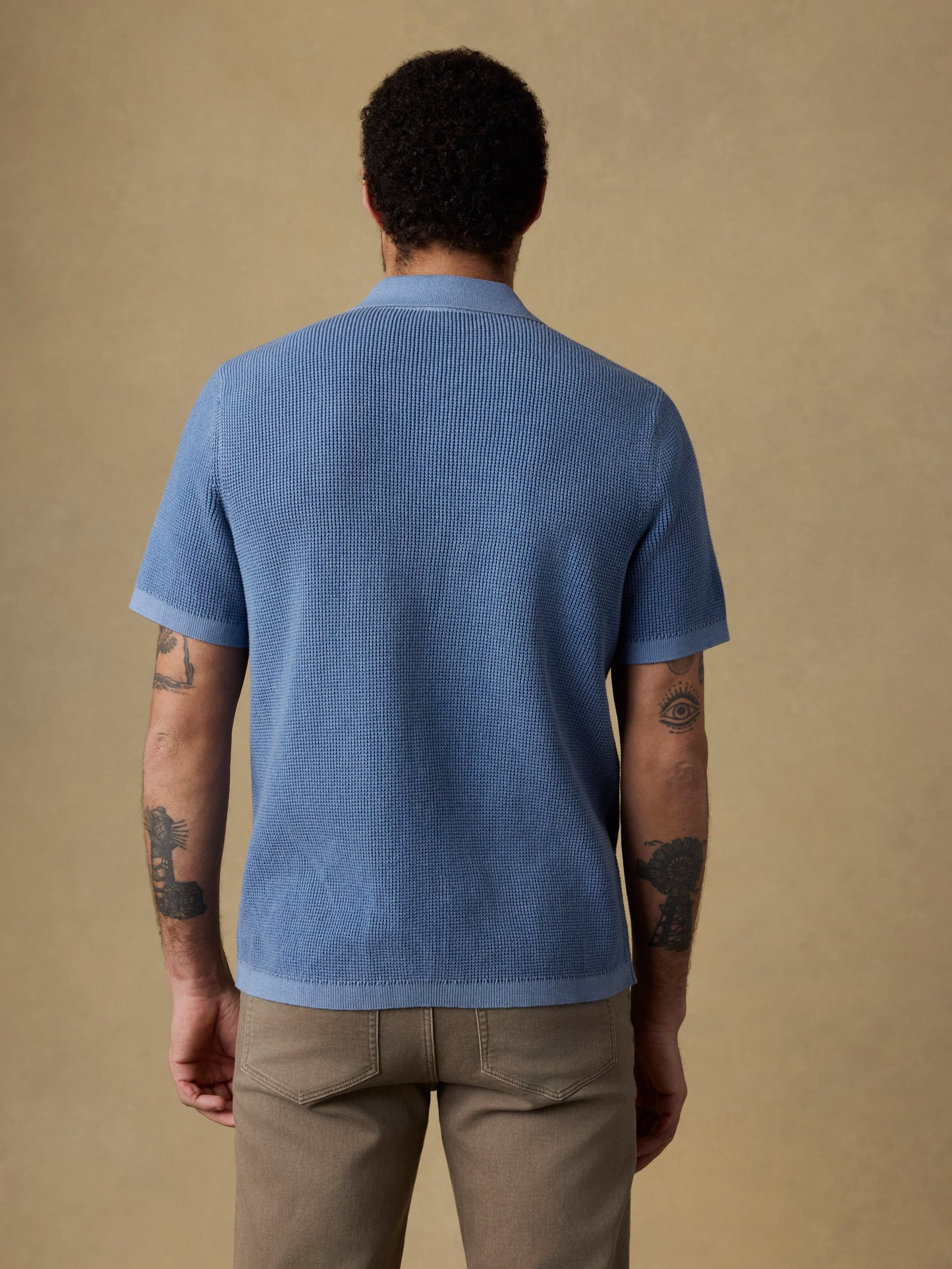 Short-Sleeve Sunwashed Sweater Shirt - Blue Sea