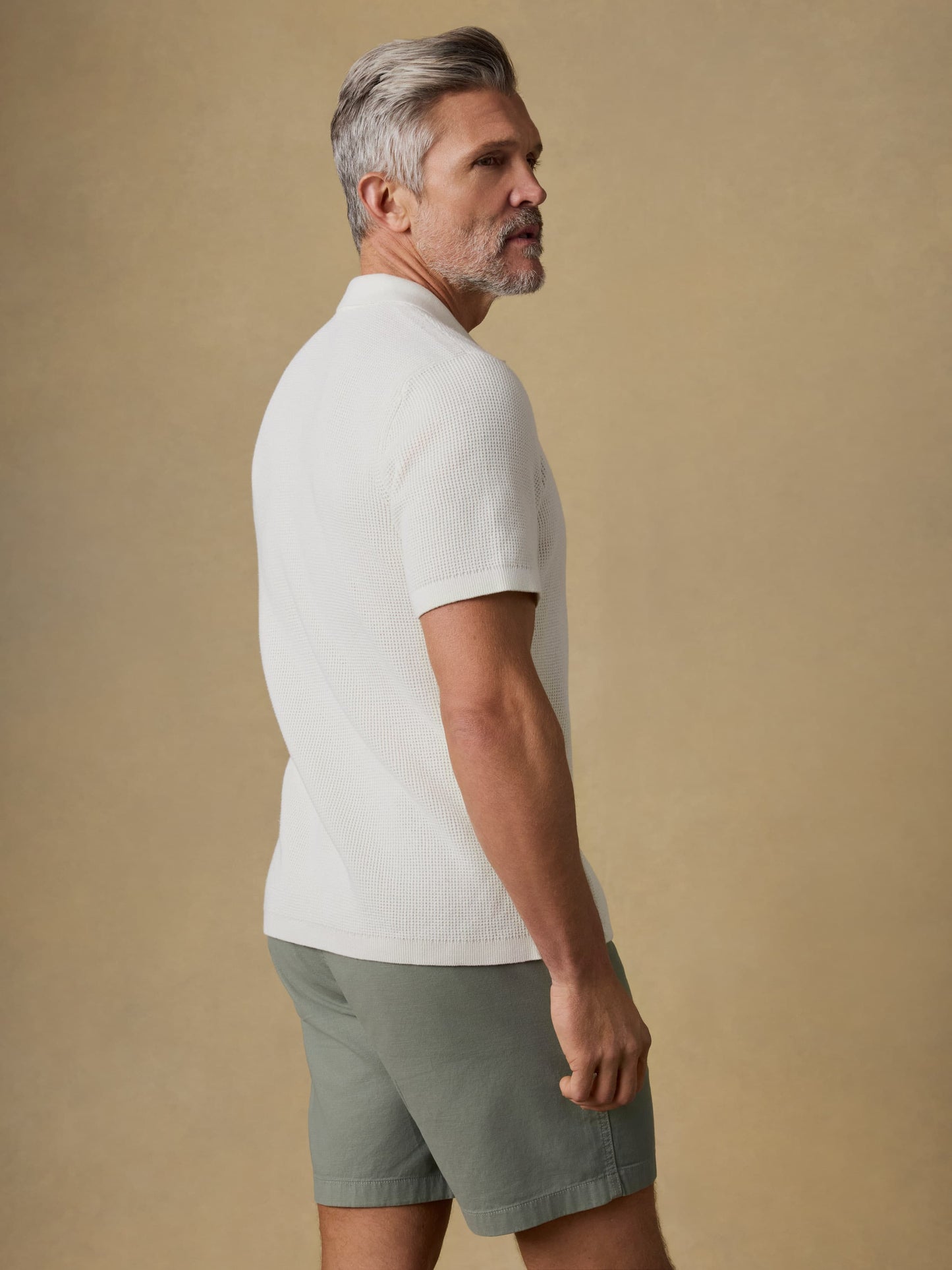 Short-Sleeve Sunwashed Sweater Shirt - White Shell