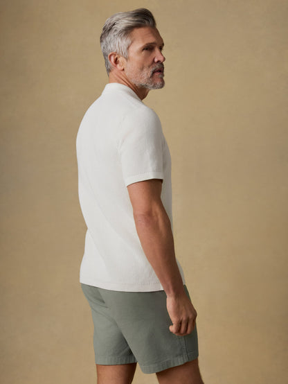 Short-Sleeve Sunwashed Sweater Shirt - White Shell