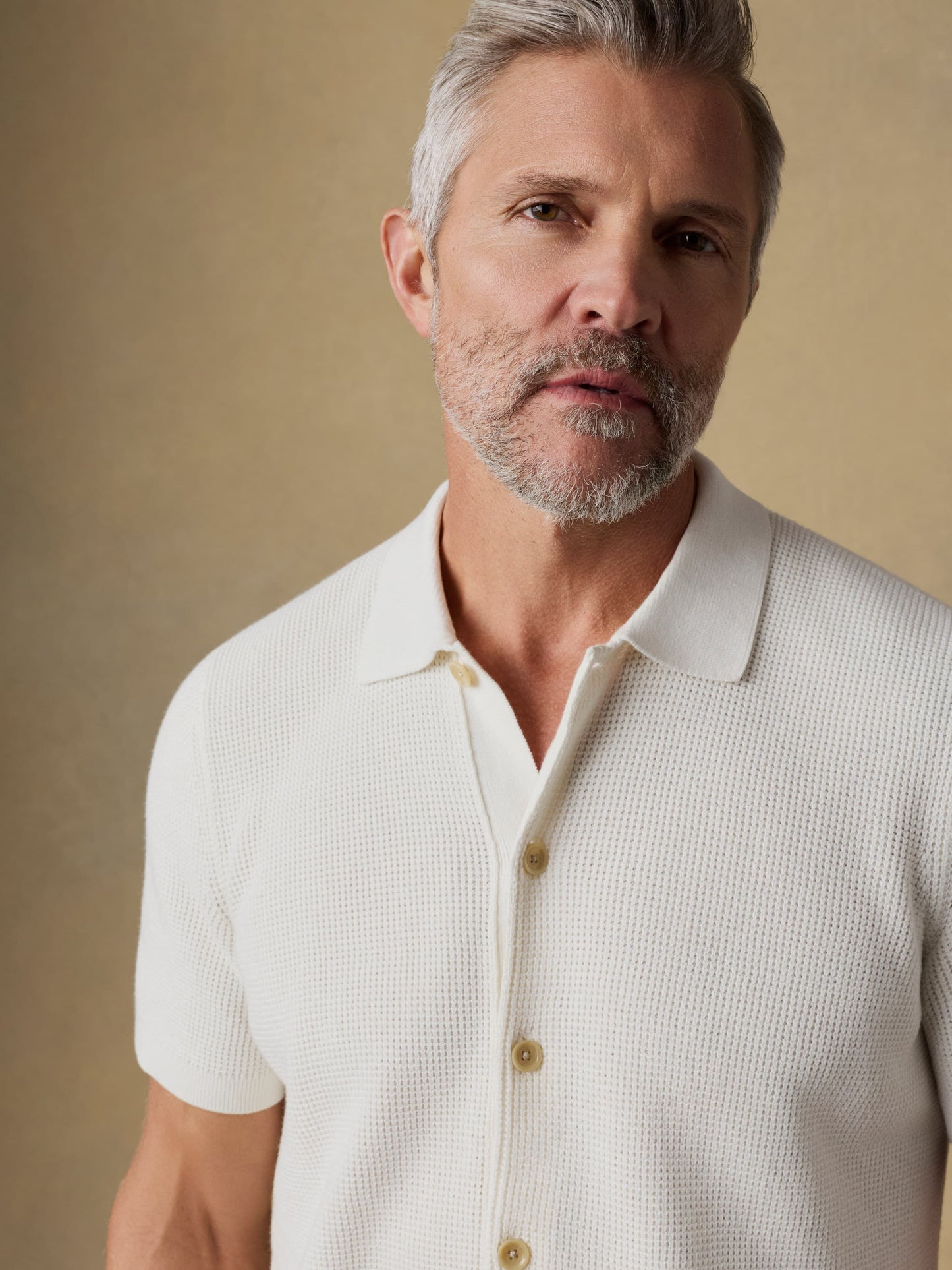 Short-Sleeve Sunwashed Sweater Shirt - White Shell