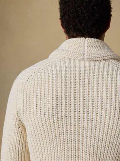 Pima Cotton Cardigan - Ivory Vista