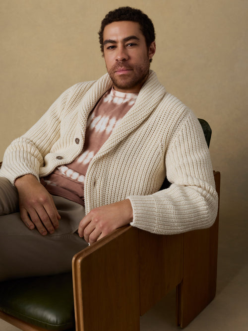 Pima Cotton Cardigan - Ivory Vista