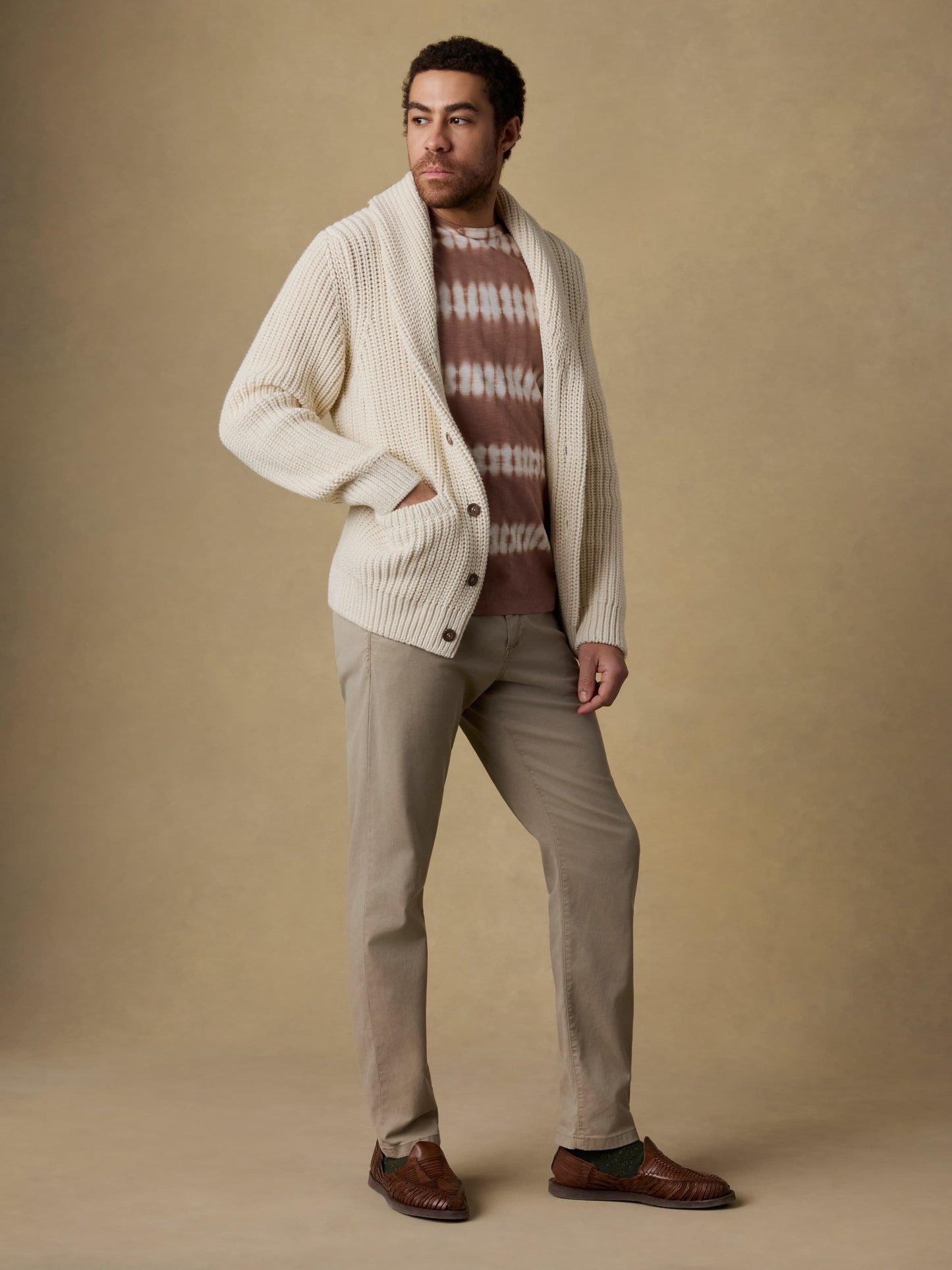 Pima Cotton Cardigan - Ivory Vista