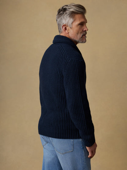 Pima Cotton Cardigan - Playa Navy