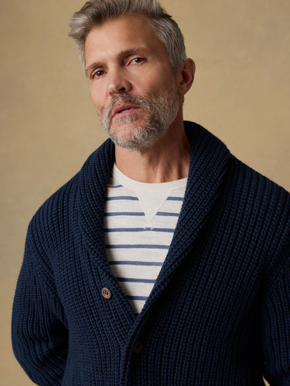Pima Cotton Cardigan - Playa Navy