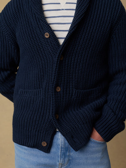 Pima Cotton Cardigan - Playa Navy