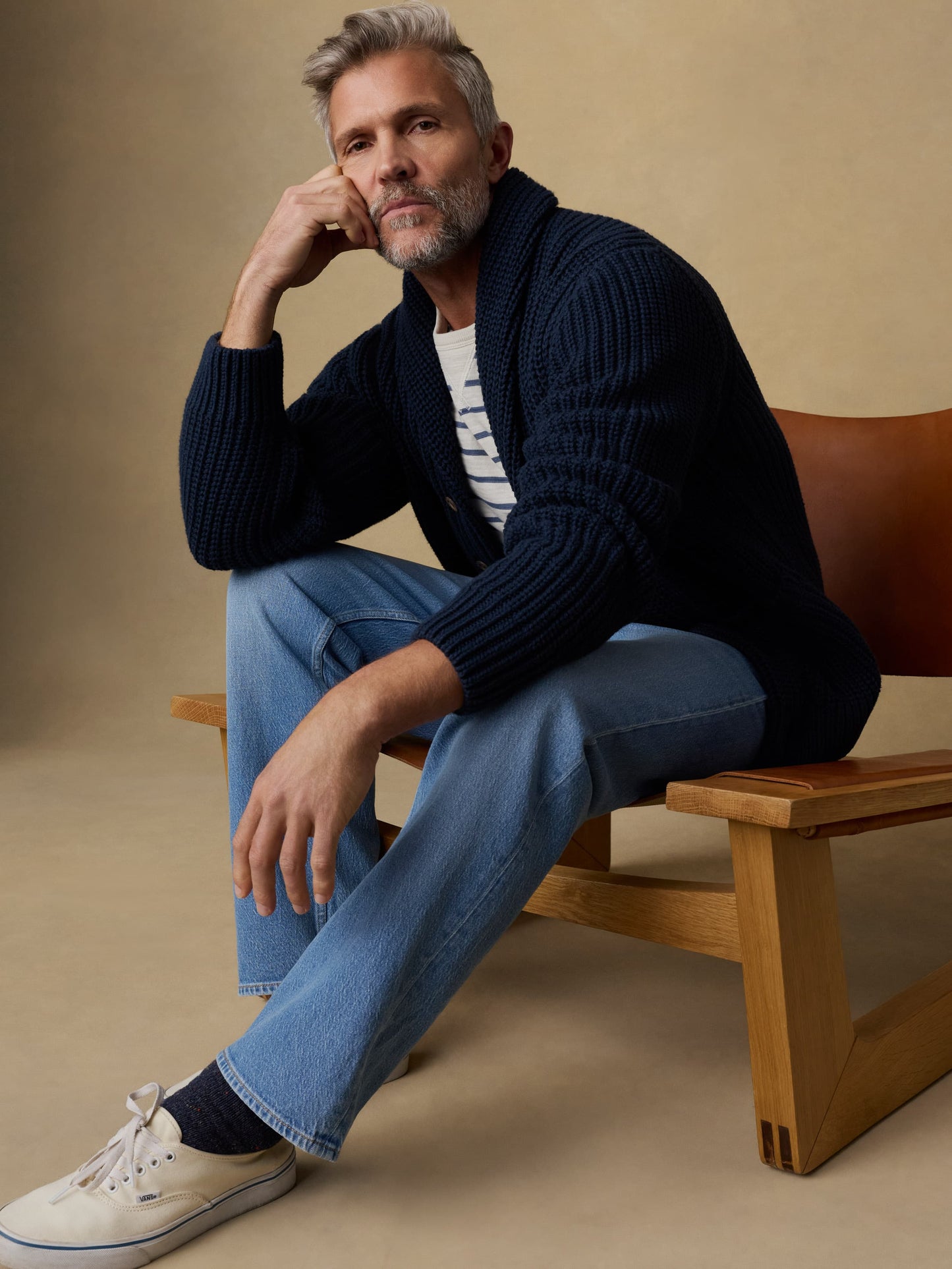 Pima Cotton Cardigan - Playa Navy