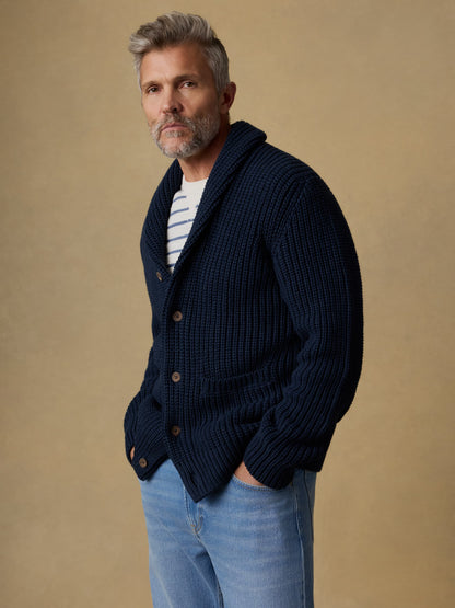Pima Cotton Cardigan - Playa Navy