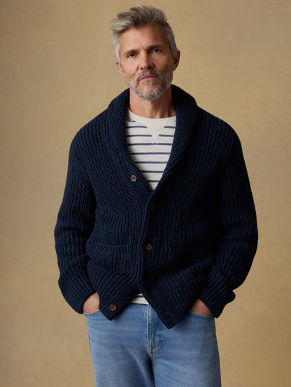Pima Cotton Cardigan - Playa Navy