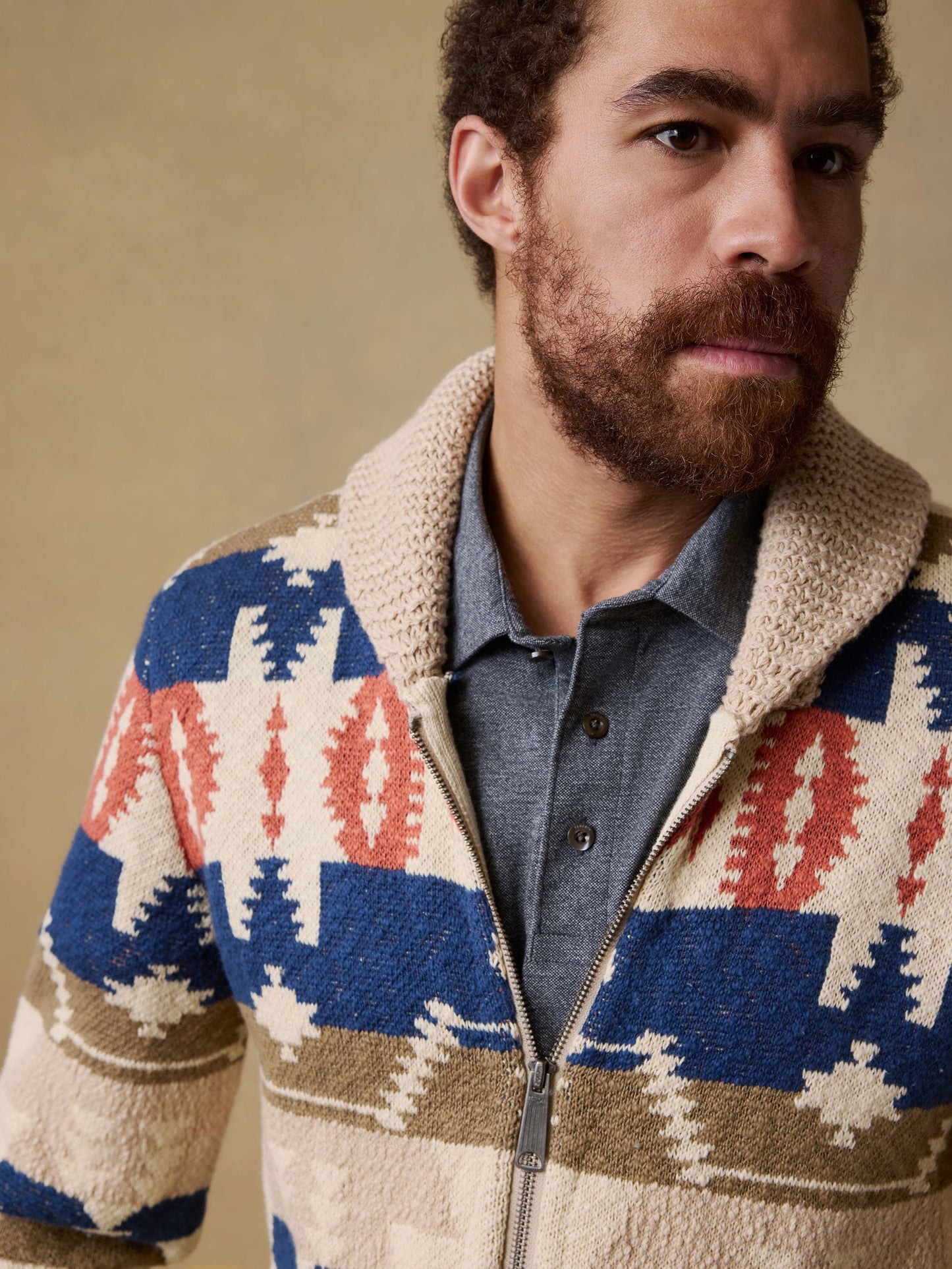 Thunder Voice Eagle Cardigan - Sand Four Eagles