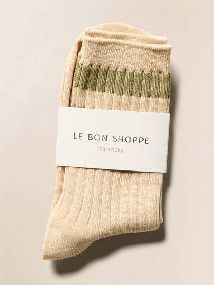Le Bon Shoppe Her Varsity Socks - Guacamole