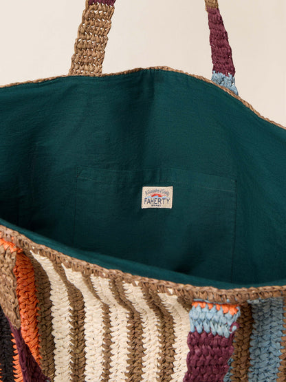 Straw Striped Beach Tote - Canyon Stripe