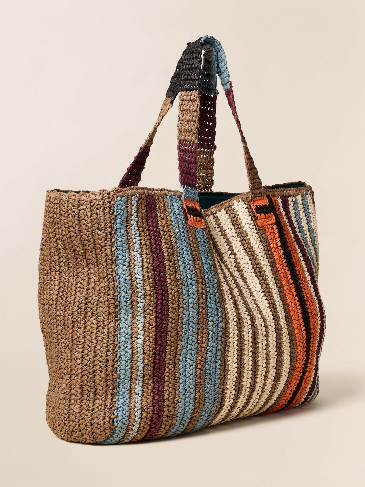 Straw Striped Beach Tote - Canyon Stripe