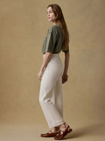 Stretch Terry Patch Pocket Ankle Pant - Egret