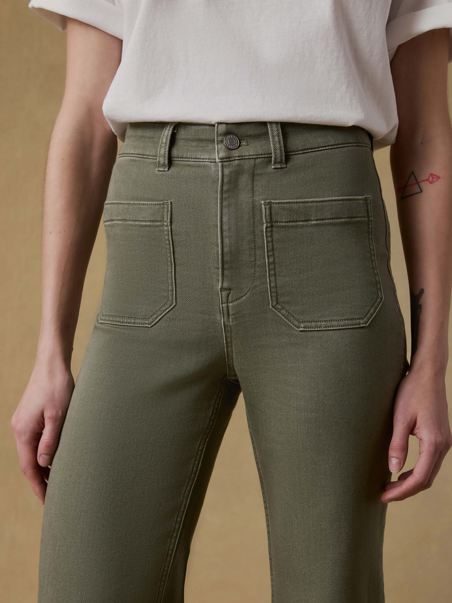 Stretch Terry Patch Pocket Ankle Pant - Island Olive