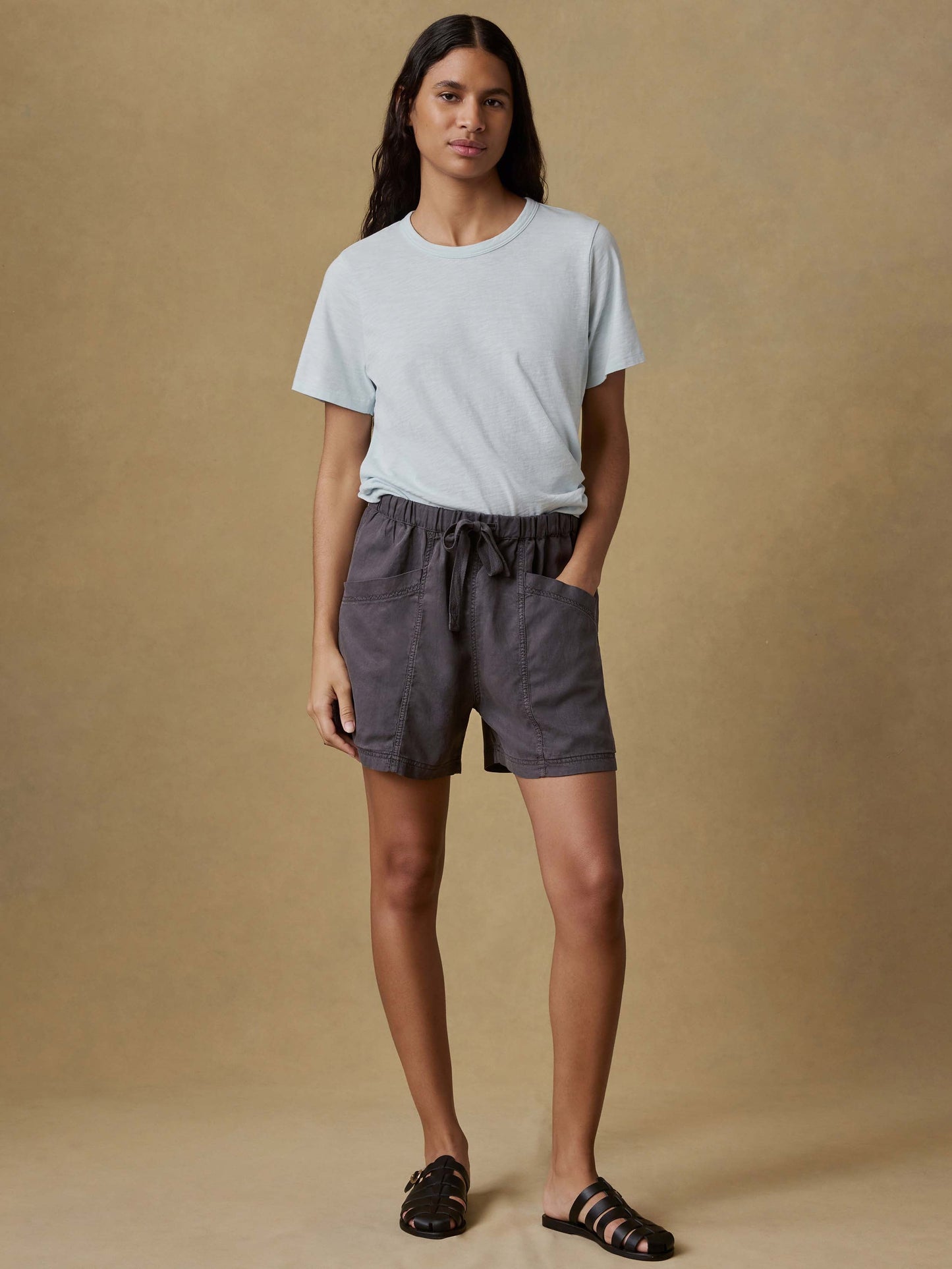 Topanga Drape Short - Washed Black