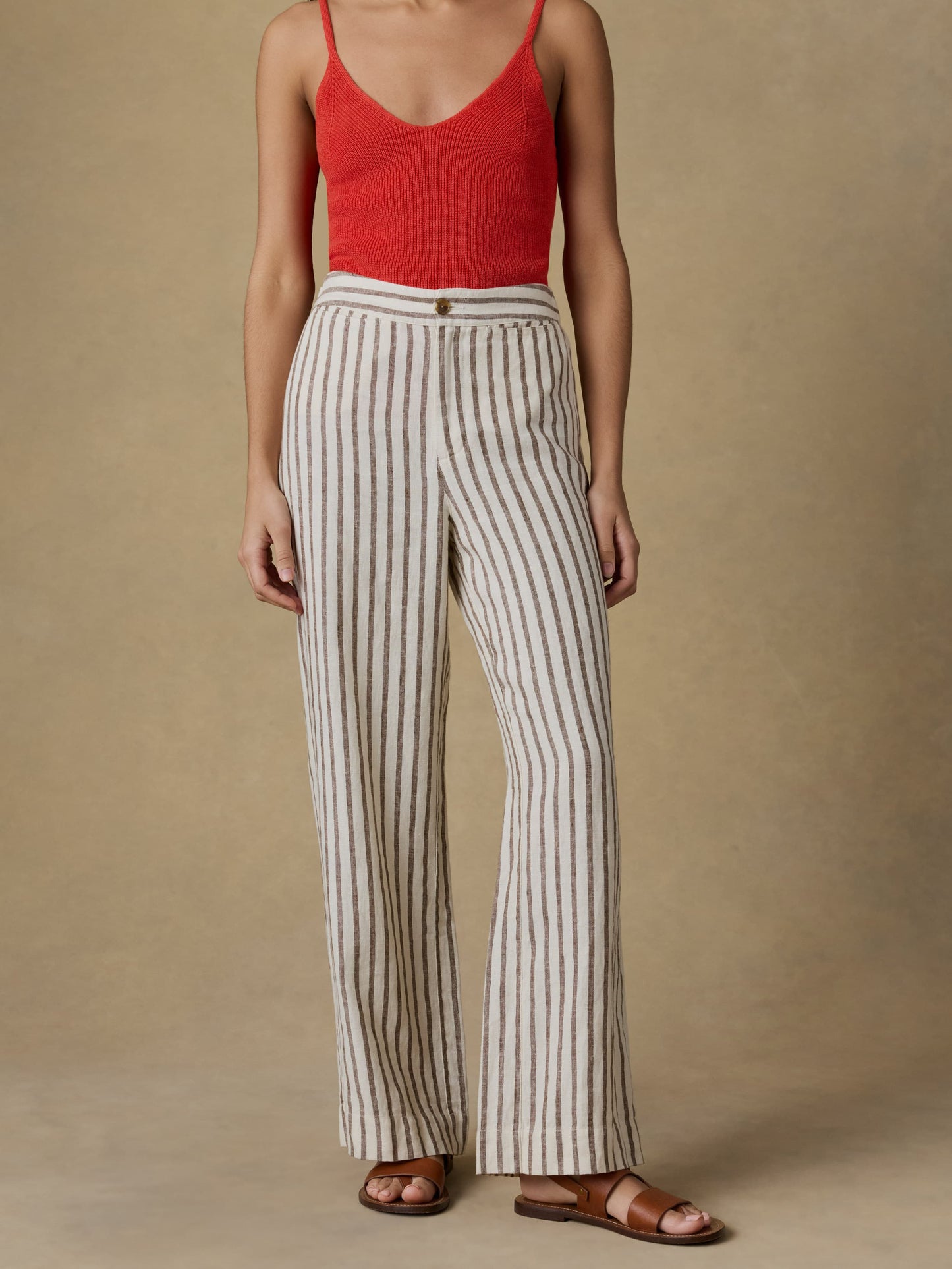 Sun Strider Linen Pant - Cocoa Grove Stripe