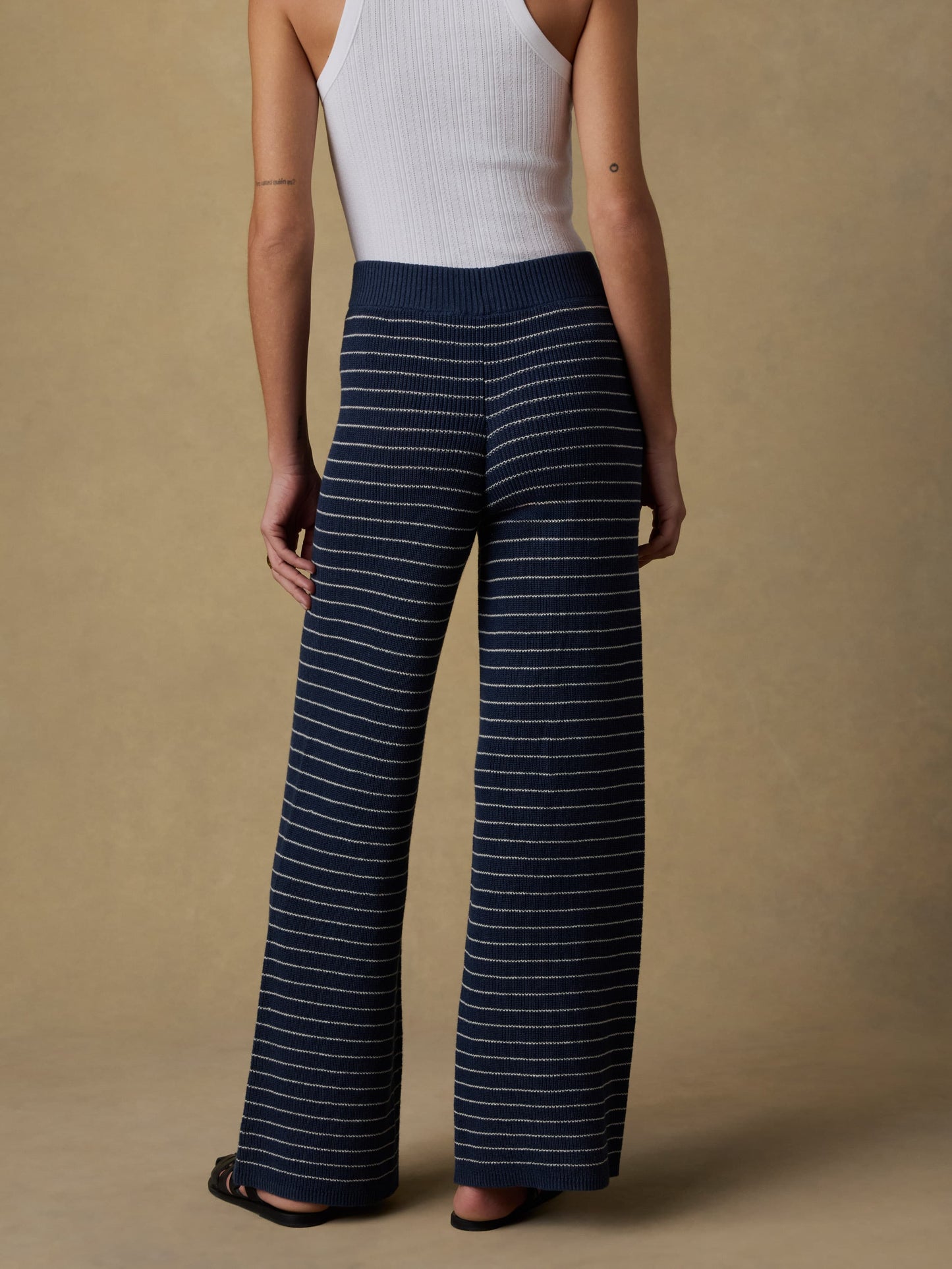 Miramar Linen Sweater Pant - Navy Stripe