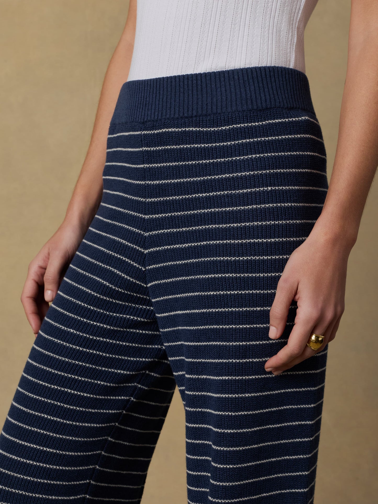 Miramar Linen Sweater Pant - Navy Stripe