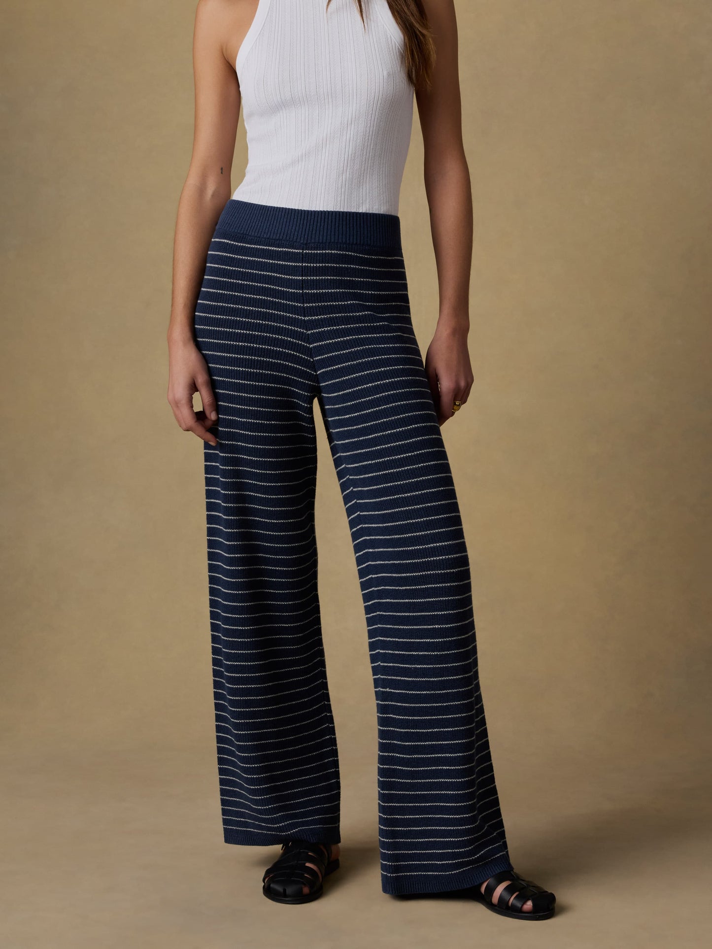 Miramar Linen Sweater Pant - Navy Stripe