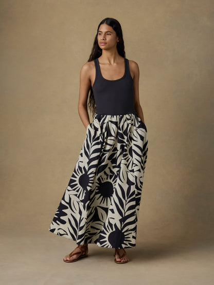 Coastal Poplin Nera Skirt - Garden Sonata