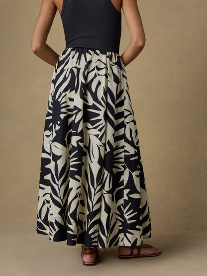 Coastal Poplin Nera Skirt - Garden Sonata