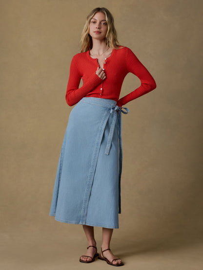 Solstice Denim Wrap Skirt - Bay Drift Wash