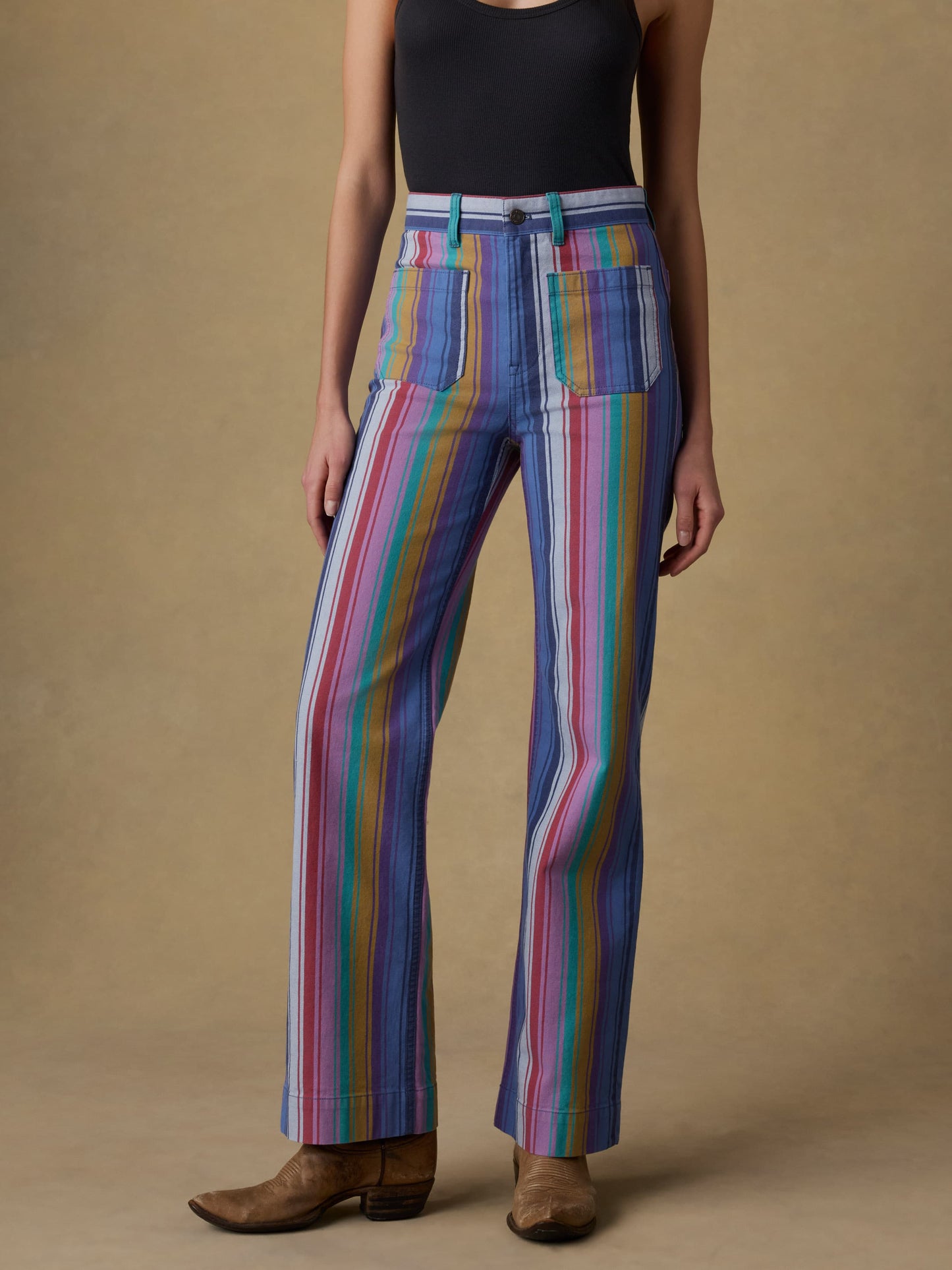 Sunset Denim Patch Pocket Pant - Painted Row Stripe