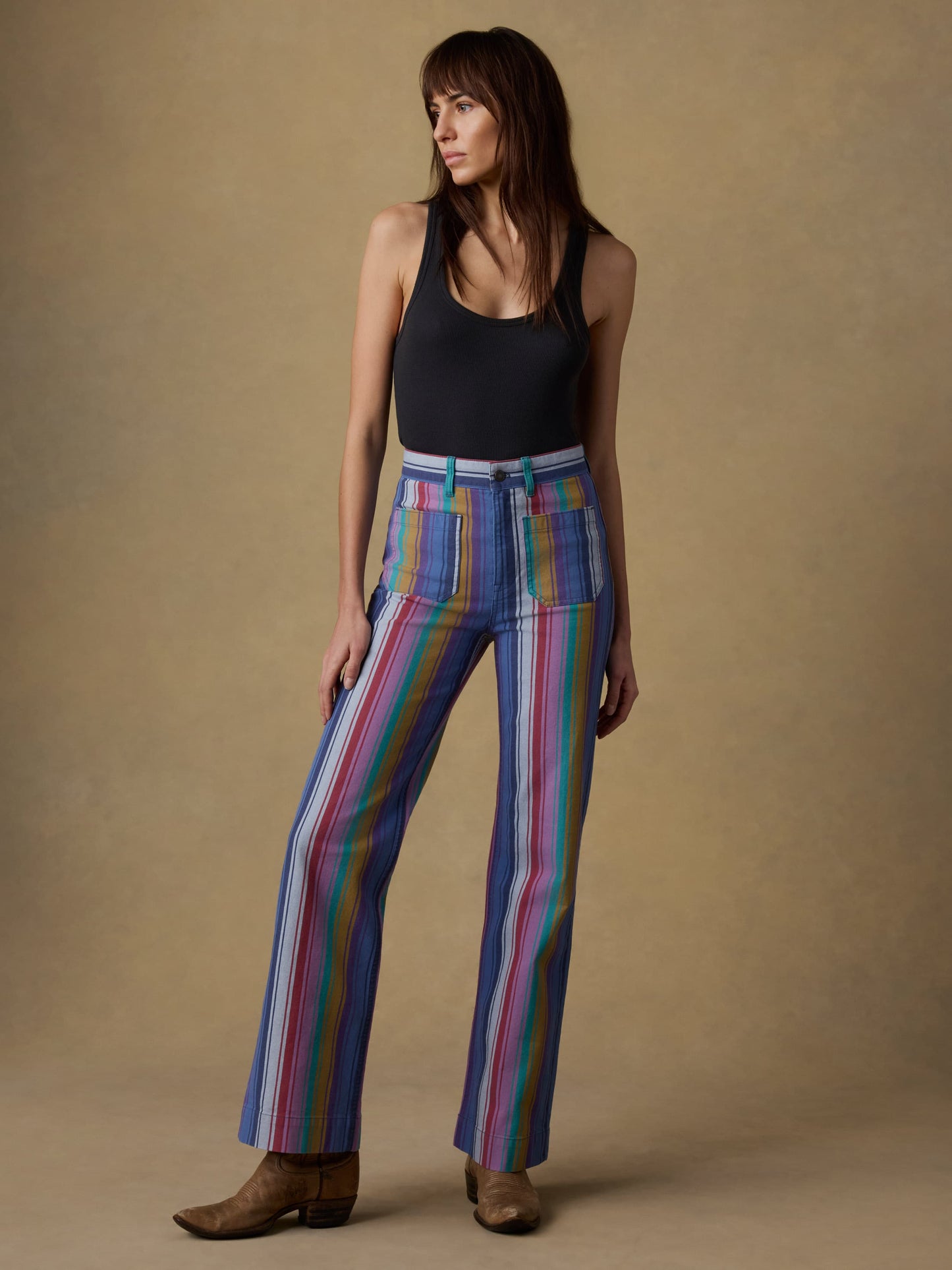 Sunset Denim Patch Pocket Pant - Painted Row Stripe