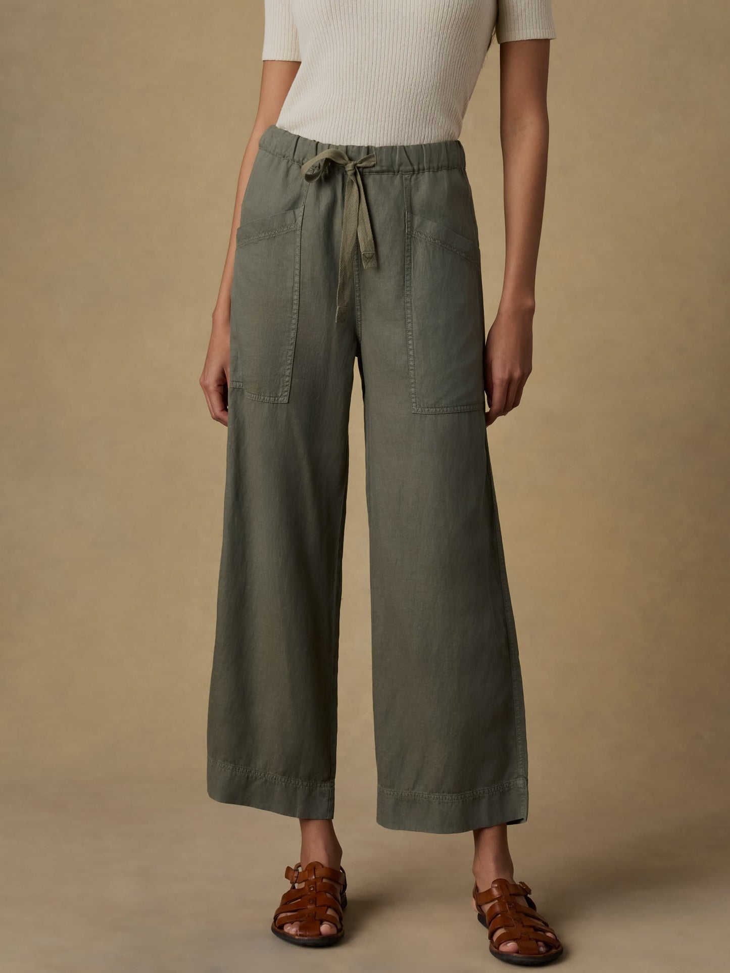 Topanga Drape Ankle Pant - Thyme