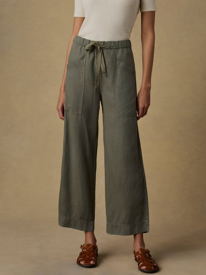 Topanga Drape Ankle Pant - Thyme