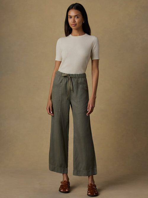 Topanga Drape Ankle Pant - Thyme