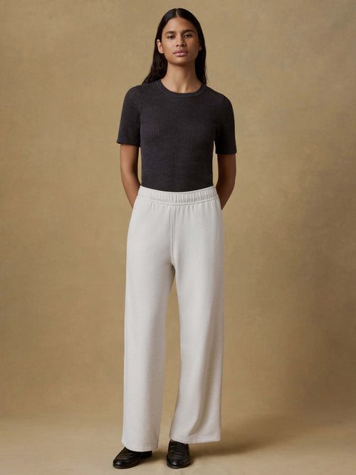 High Standard Fleece Wide Leg Sweatpant - Ice Grey Heather
