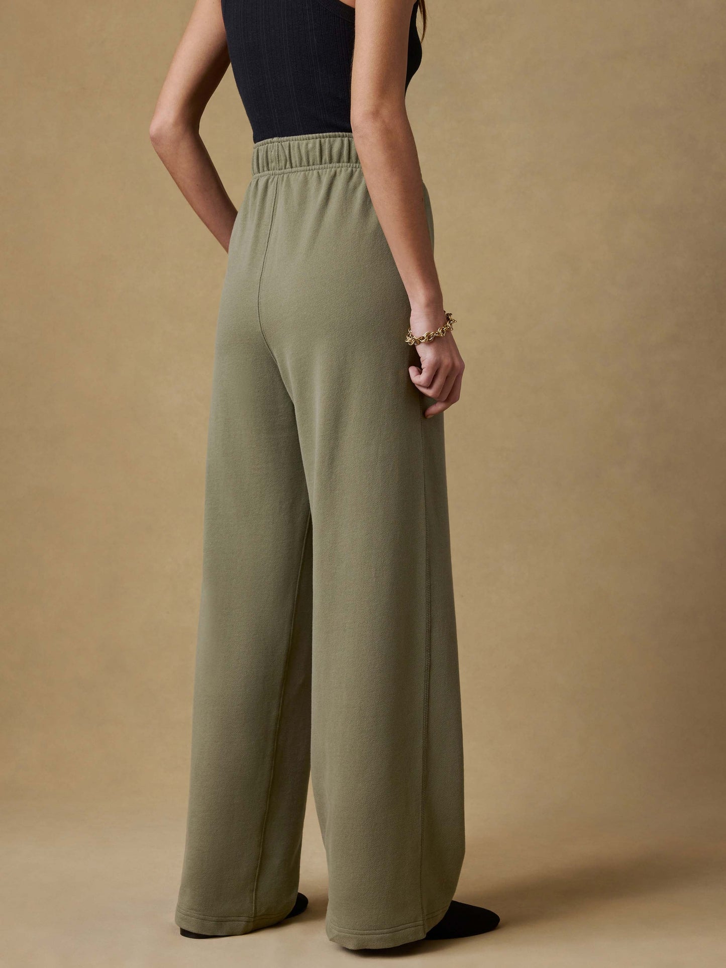 High Standard Fleece Wide Leg Sweatpant - Island Olive