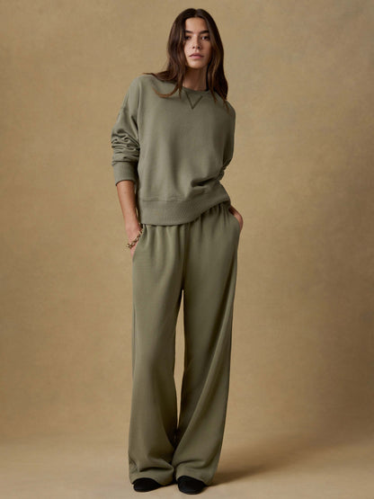 High Standard Fleece Wide Leg Sweatpant - Island Olive